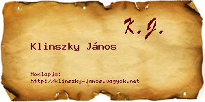 Klinszky János névjegykártya