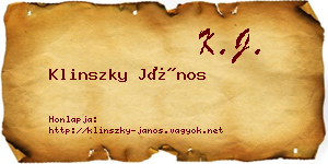 Klinszky János névjegykártya